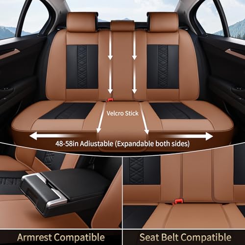 Image of FLORICH Seat Covers, Atomutive Car Seat Covers Full Sets, Waterproof Seat Cover for Cars, Luxury Leather Universal Seat Cover Accessories Fit for Most Cars SUV Truck Sedans(Brown)