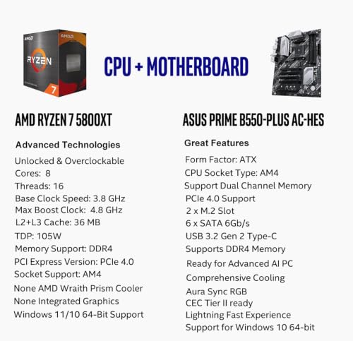 Image of MICRO CENTER AMD 5800XT Processor with ASUS Prime B550-PLUS AC Motherboard
