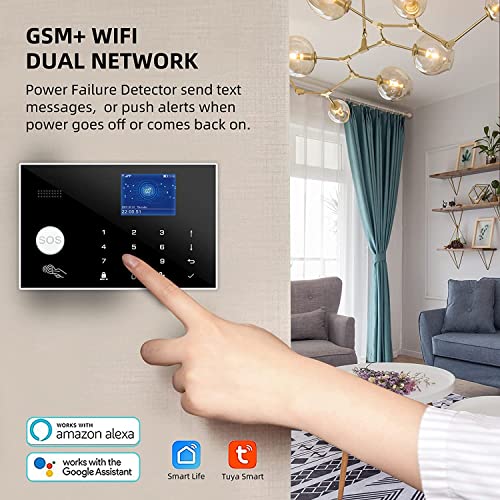 Wifi And Gsm 17-Piece Kit, Wireless Home Security Alarm System, Door/Window Sensor Entry Sensors (X10) With Smart Life And Tuya App Alert, 24/7 Monitoring Works With Google Assistant And Alexa #TOP1