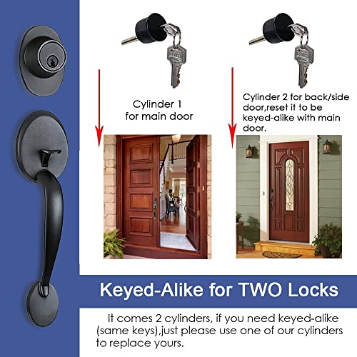 Iron Black Keyed Entry Door Handleset Front Door Lock With Deadbolt And Knob Handle- Classic1998Db Handleset (Keyed Handlest(1Pcs)) #TOP3