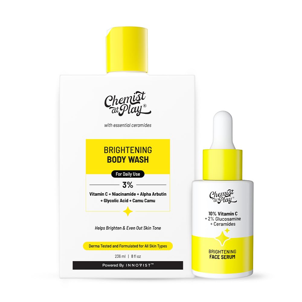 Chemist At Play Brightening Body Wash & 10% Vitamin C Face Serum Combo | Brightens & Gives Glowing Skin, Fades Dark Spots, Evens Skin Tone | SLS & Paraben-Free | For All Skin Types | 236ml & 10ml-image-33
