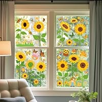 Antrect Fensterdeko Frühling Fensterbilder Blumen selbstklebend Fensteraufkleber Kinder Fenstersticker Sommer wiederverwendbar 8 Stücke 95Pcs Fenster Aufkleber Blumen