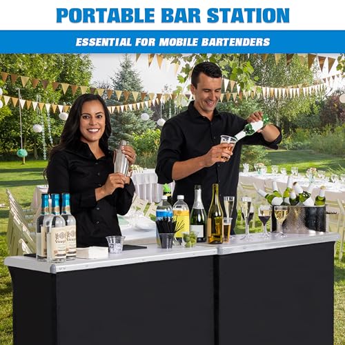 GoBar Portable Double Bar Table Set - Mobile Bartender Station for Events - Includes Carrying Case