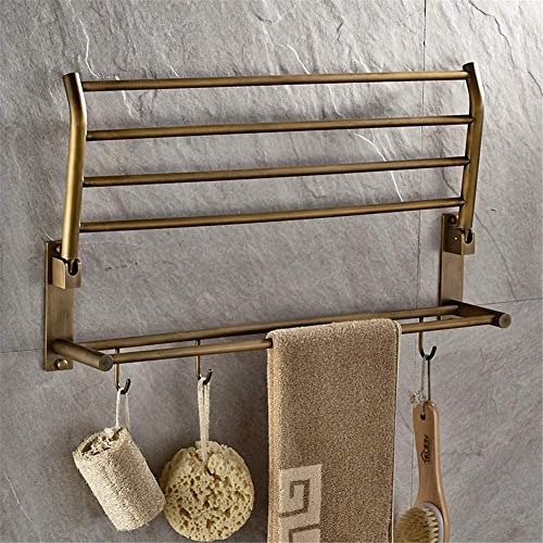 Toallero plegable de cobre antiguo con doble capa para pared de baño 5