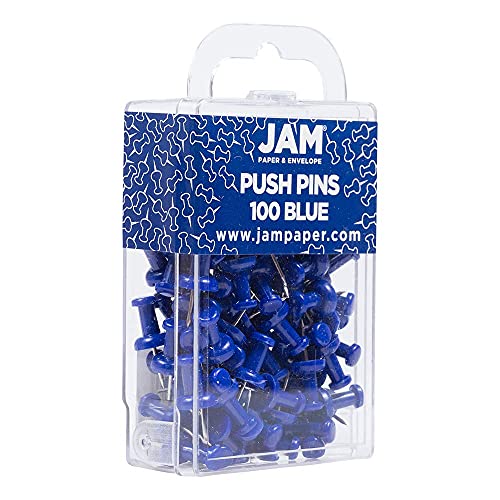 Jam Paper Colorful Push Pins - Blue Pushpins - 100/Pack #TOP1
