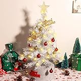 💝 Mini árbol de Navidad de 24 pulgadas: nuestro mini árbol de Navidad está diseñado con 60 puntas de ramas, lo que agrega una atmósfera exuberante y mejora la visualización. La altura de 24 pulgadas hace que este árbol de Navidad sea adecuado para colocarlo en escritorios, mesas de comedor, terrazas y alféizares.