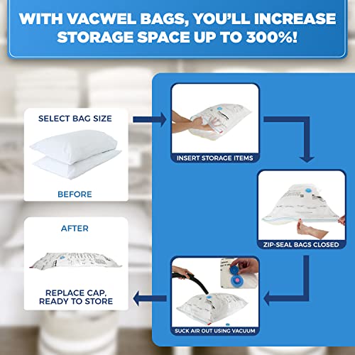 Vacwel 10-Pack Variety - Vacuum Storage Bags For Bedding Storage And Winter Clothes Storage - Vacuum Sealer Bags For Blankets Storage - 5X Xxl (47X35In) + 5X Jumbo (43X30In) #TOP7