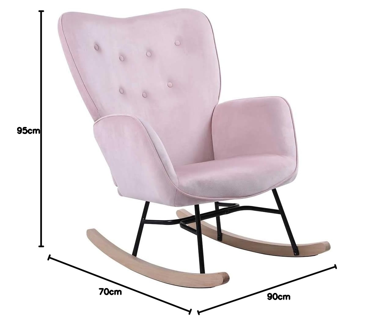 Sedia A Dondolo In Legno Di Betulla - Imbottita In Cotone E Spugna HD | Carico 130kg - Foto 12