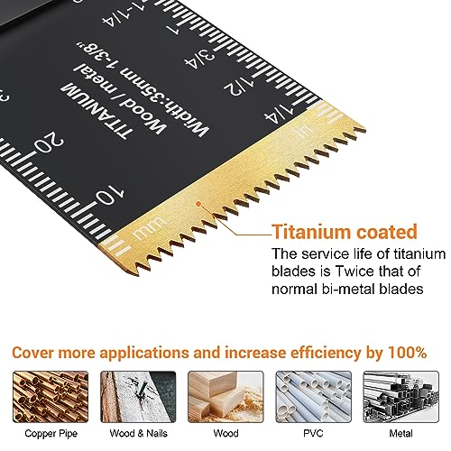 Image of PECHAM 23PCS Titanium & Carbide Multitool Blades Oscillating Tool Saw Blades Heavy Duty for Hard Material, Metal /Steel Nails /Bolts /Screws Fit Most Oscillating Tools