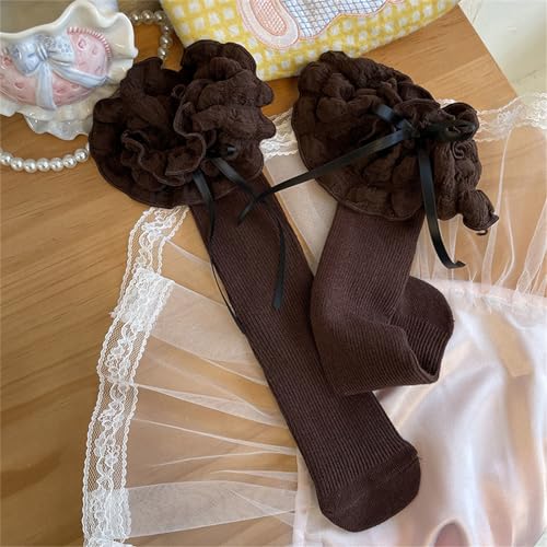 Baby Kneehigh Socks Cotton Midcalf Socks Kids Girl Spring Stretchy Puff Lace Trim Socks for Girl Dress Socks4