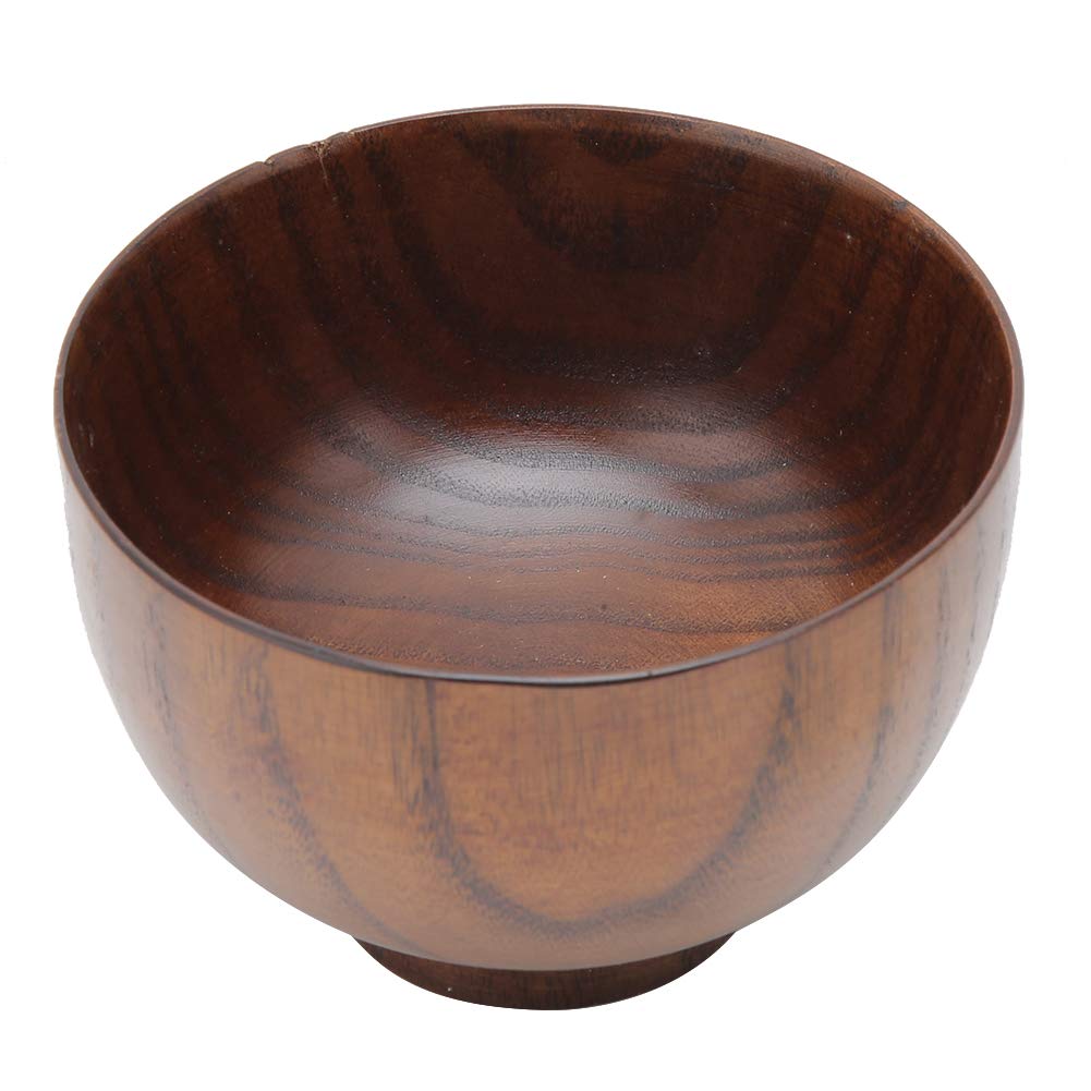 NYSUZHOUJI Wooden Salad Serving Bowl Dining Soup Rice Bowl Kitchen Tableware for Home Hotel Restaurant (Large)