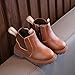 EnJoCho Little Girls Fashion Boots Girls Boys Children Ankle Boots Kids Low Heel Booties Fashion Side (Brown, 18-24 Months)