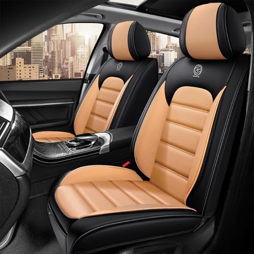 Image of Fit for Sedan SUV Pick-up Truck,Automotive,Ice Slik Nappa Leather Car Seat Covers,Waterproof Durability Washable Seat Covers,5 Seat Complete Set Standard Full Coverage Car Seat Cover(Orange & Black)