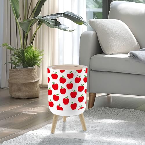 Basurero pequeño con tapa estampado manzanas rojas 7L miniatura 2