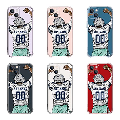 Slrioks Customized Phone Case Football Jersey Clear Case For Iphone 14 13 12 11 Pro Max Plus Mini Xr Personalized Name And Number Thin Transparent Shockproof(Dallas White) #TOP1