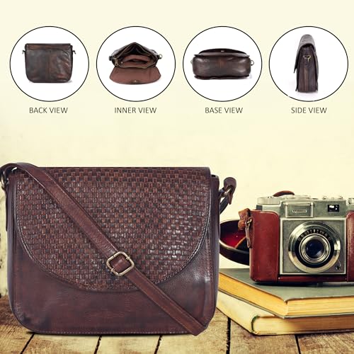 Image of Genuine Leather Shoulder Crossbody Purse For Women with Adjustable Strap, Mobile Pocket & Outside & Inside Zipper
