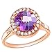 Bishilin Ehering mit Stein Vergoldet, Verlobungsring Frauen Halo mit Lila Rund Edelstein Partnerring Damen Ring Rosegold Gr.60 (19.1)