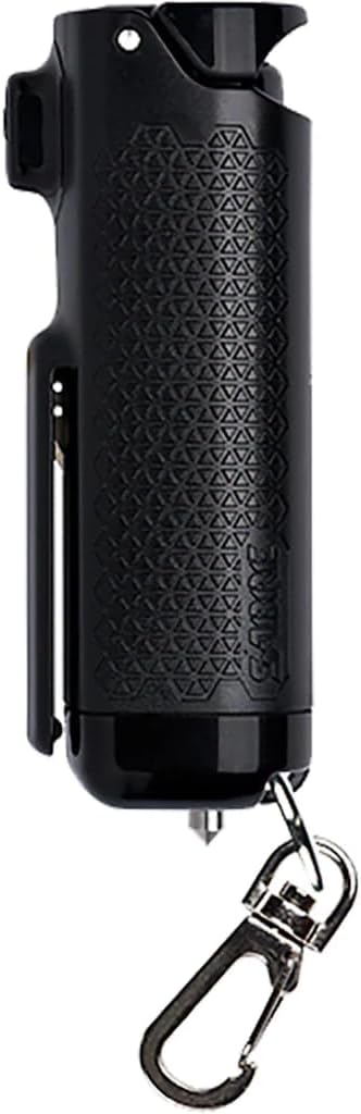 SABRE RED Pepper Gel Spray – Protected Escape 3-in-1 Automobile Security Software – Most Police Power Pepper Gel with Keychain Snap Clip, Seatbelt Cutter and Window Glass Breaker – Gel is Safer