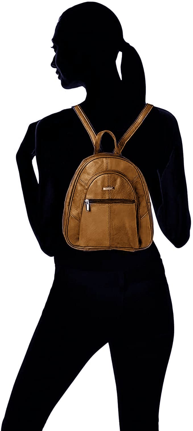 Woodland Leathers Mochilas de moda para mujer, pequeñas mochilas negras para mujer con cremallera antirrobo y asa de bolsa de mano, mochila bandolera 2 en 1