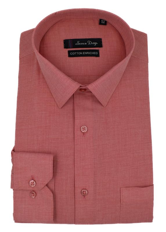 Image of 7-DAYS Men's Premium Formal Shirt - Cotton Blend, Regular Fit, Full Sleeve, with Pocket, Durable & Easy Care - Perfect for Office Wear