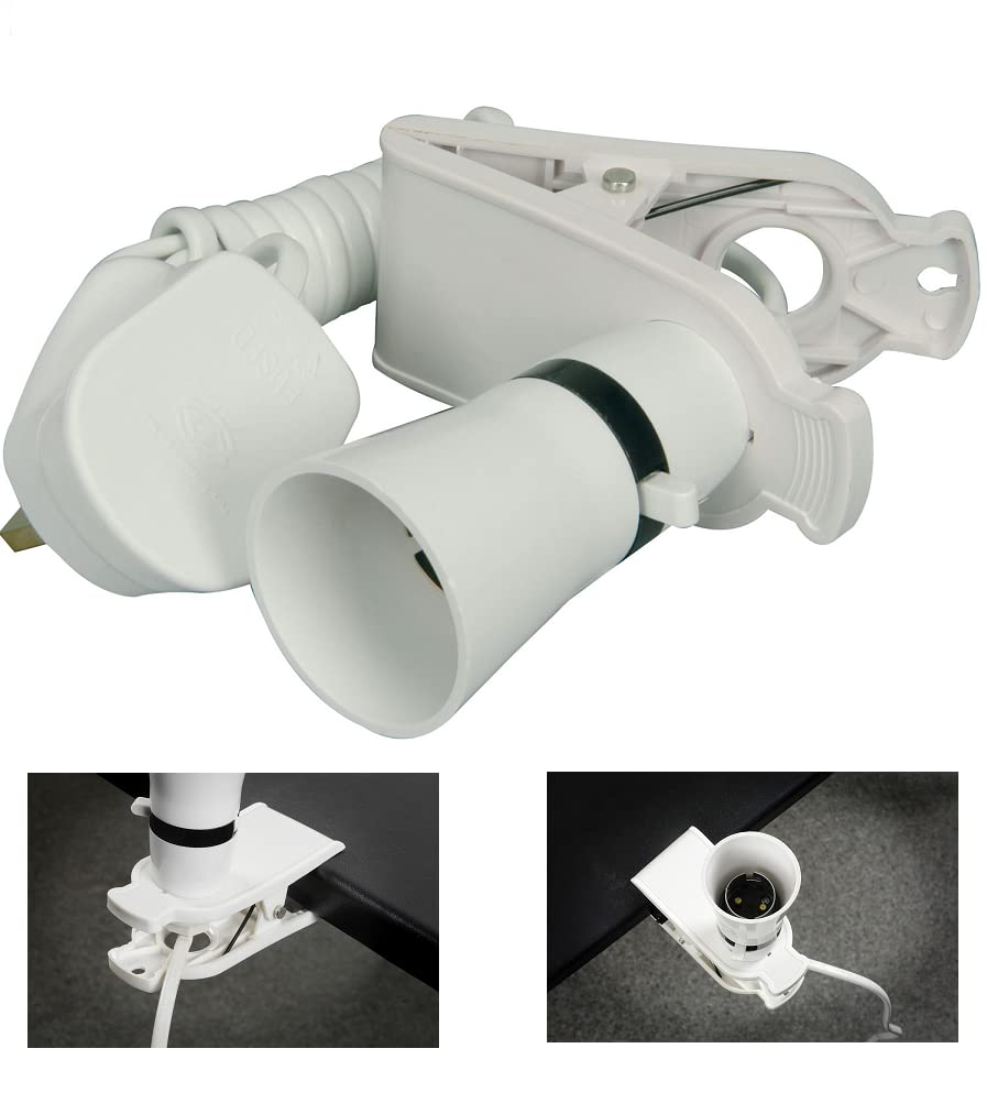 K M Electronics Switched Clip ON Work Light Portable Reading LAMP Bulb Holder 2M Cable