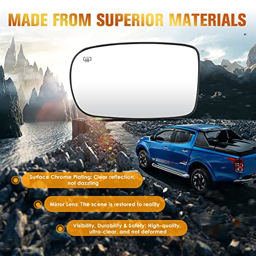 Driver Left Side Heated Mirror Glass For Chrysler 200 2011-14, 300 2011-2021, For Dodge Charger 12-21, Challenger 12-21 Replacement 68101147Aa #TOP5