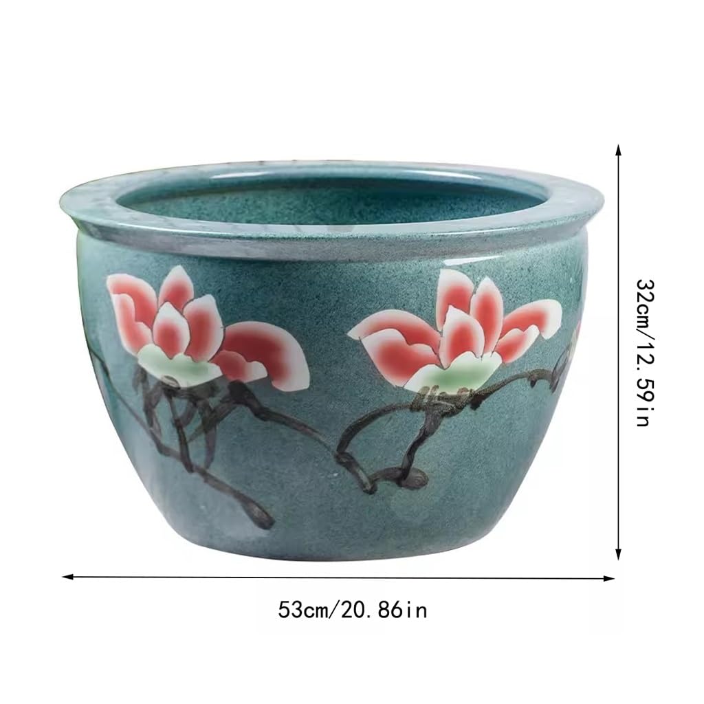 Aquarium Cylindre en céramique Bassin à Poisson Rouge nénuphar Bol Balcon Cour réservoir d'eau Lotus Pot Jardin Grand Aquarium Petit Aquarium (Size : 53cm)