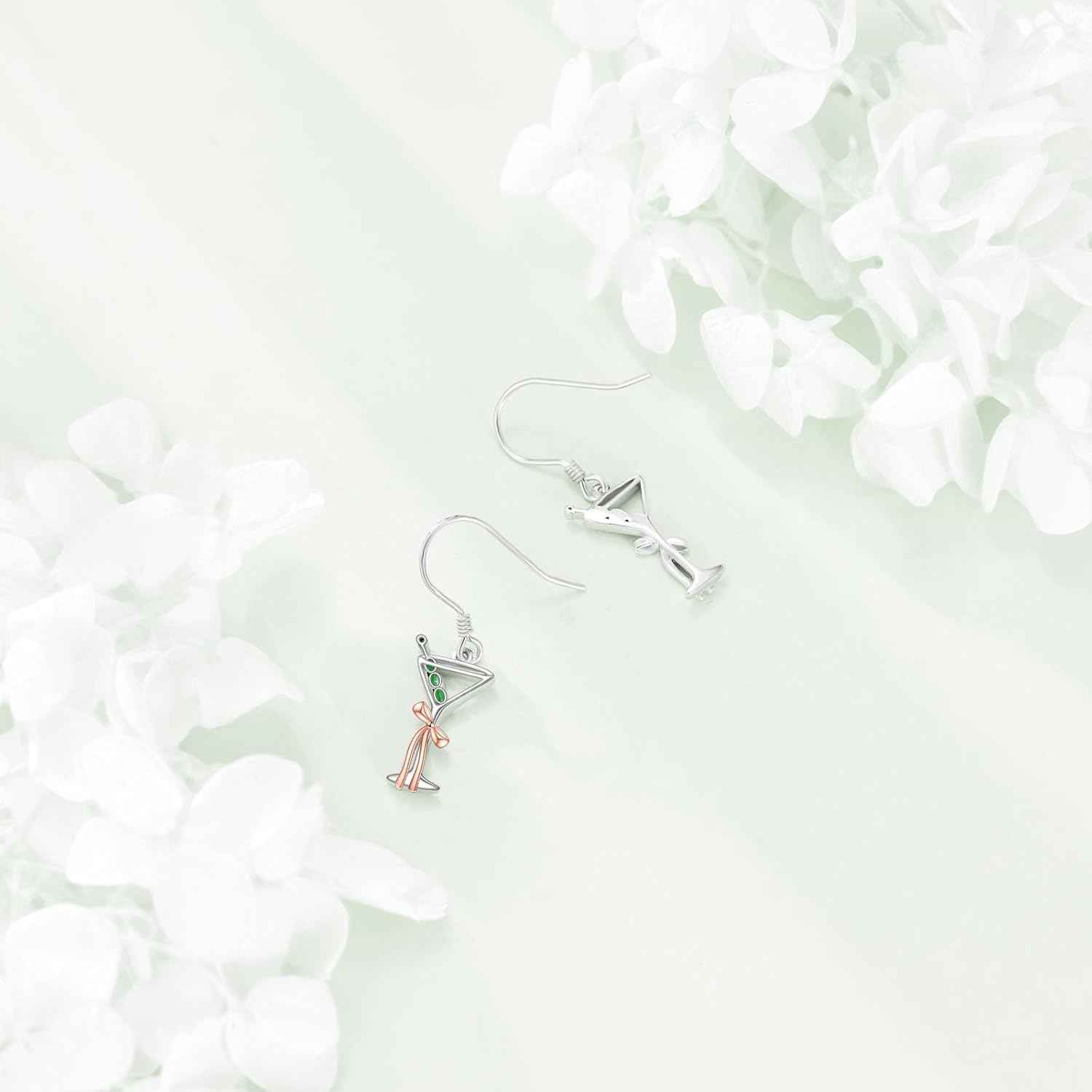 Champagne Martini Earrings Sterling Silver Martini Dangle Earrings Martini Jewelry Gifts for Women - Image 3