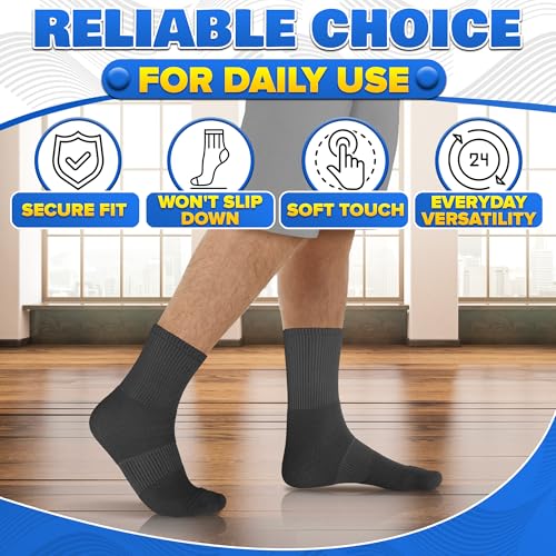 10 Pairs Crew Socks & Ankle Socks for Men Black & White Size 6-11 with Heel Padding for Everyday Use4