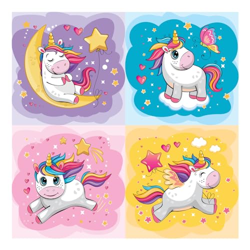 GGB Plast Puzzle Quebra Cabeça Infantil Unicórnios 4 Em 1 Para Meninas, Multicor