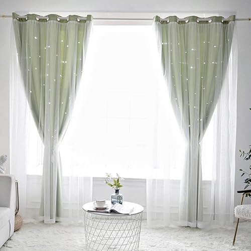 Miniatura 9 de Tongcan Cortinas opacas con diseño de estrellas para dormitorio de niños, cortinas con ojales en la parte superior, para cuarto de bebé, sala de