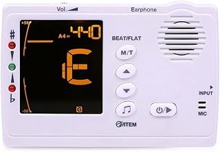 Sintonizador LCD Digital Mini metrónomo Profesional for Guitarra, Piano, bajo, violín, bajo, Ukelele (Color : Bianco, Size : One Size)