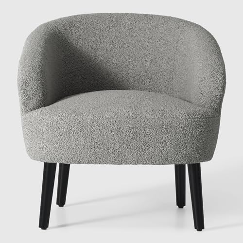Image of WestinTrends Alexandria 29" Wide Mid Century Modern Club Barrel Accent Armchair, Light Gray