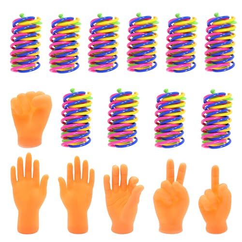 Funver Jouets Interactifs pour Chats, 40 Ressorts Chat Colorés et 6 Marionnettes à Doigts, Jouet Ressort pour Chat et Chaton Jouets Chat Amusants pour Chasse...