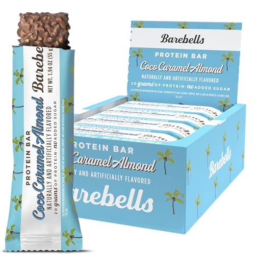 Image of Barebells Protein Bars Coconut Caramel Almond - 12 Count, 20g High Protein Treats - Chocolate Nutrition Bar with 1g Total Sugars - On-The-Go Breakfast or Post-Workout Snack