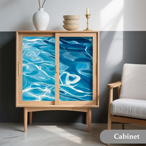 Image of Nuxovilar Blue Water Ripple Wallpaper Peel Stick Vinyl 15.75x118.11 | Ocean Wrap, Liners, adhesive wallpaper, countertop contact paper, for bedroom, counter, table (Water Ripple)