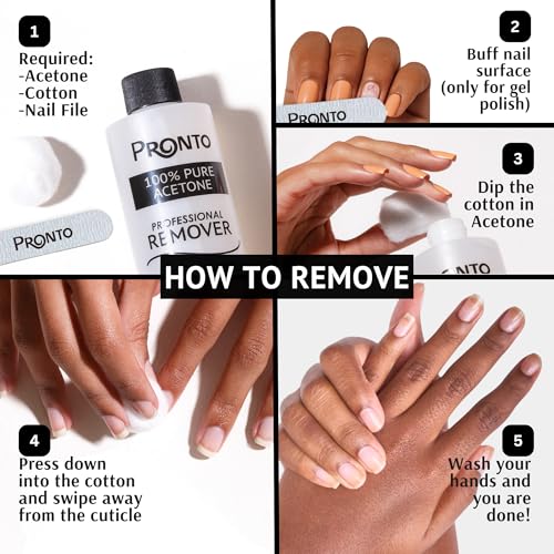 Pronto 100% Acetone Gel Nail Polish Remover - Gel Polish Remover for Nails | Acetone Nail Polish Remover For Nails for Removal of Glue, Gel, Acrylic & Dip | Gel Polish Remover, 8 Fl oz - Image 4