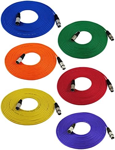 GLS Audio Mic Cable Patch Cord - 25 ft, 6 Pack Male to Female XLR Cable