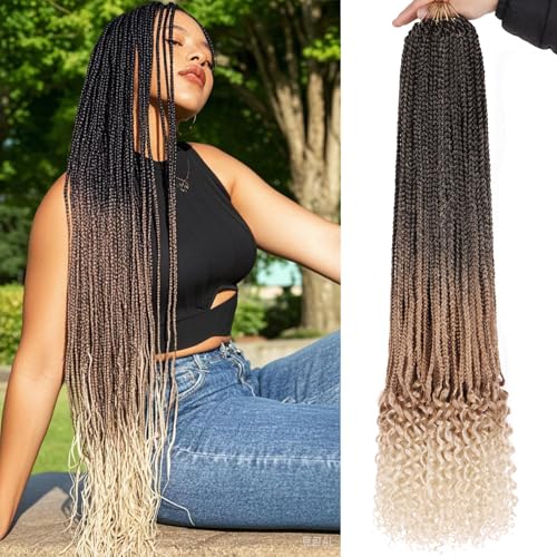 30 Inch Goddess Box Braids Crochet Hair with Curly Ends