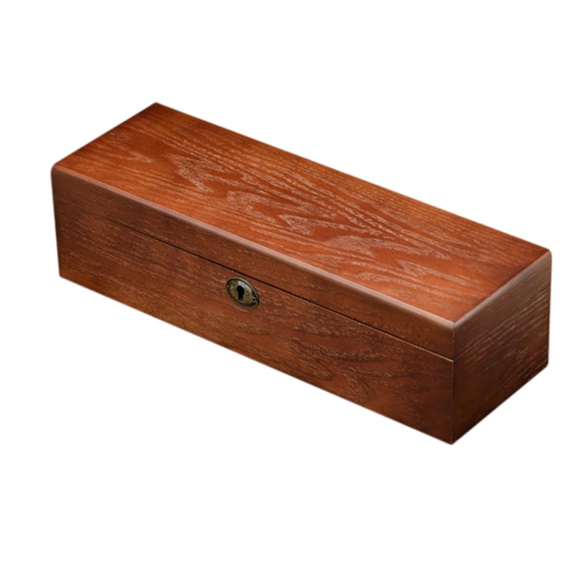 Artibetter Braune Holz Schmuckkästchen Uhrenbox mit Deckel und Schloss | Geteilte Innenfächer, Klassische Form, für Uhr und Schmuck, Kompakte Größe, Braune Ausführung