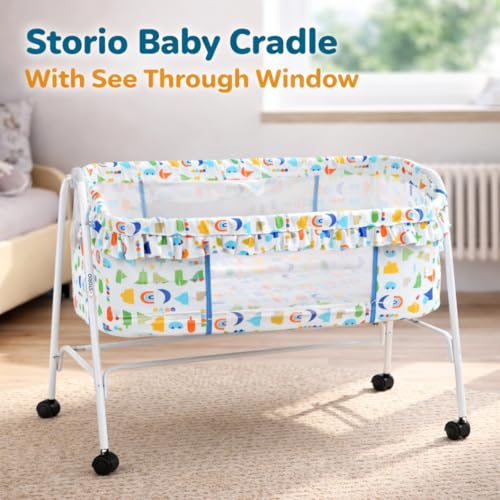 Image of Storio Cool Cradle for New Born Baby | Baby Jhula, Palna & Swing Cradle for 0 to 3 Years | Thottil /Uyyala for Newborn | Swing Jhula for 0-2 Years Kids - Blue