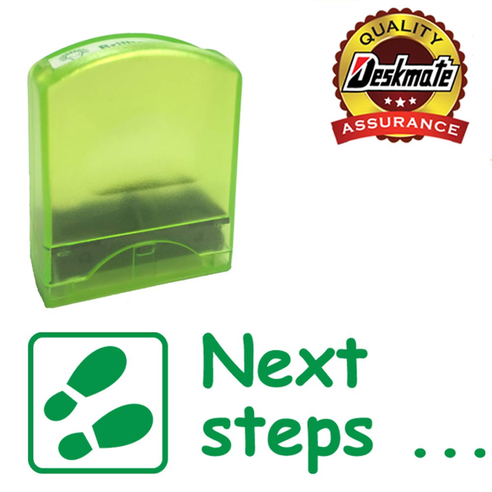Classroom Capers Green Next Steps Teacher Stamp. Self-Inking, 12X33mm Image, Stamper For Teacher Marking And Feedback. Ink.