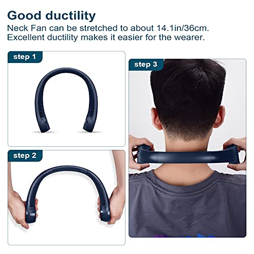 CIVPOWER Ventilador de pescoço portátil, ventilador de mãos livres sem lâmina, ventilador pessoal de