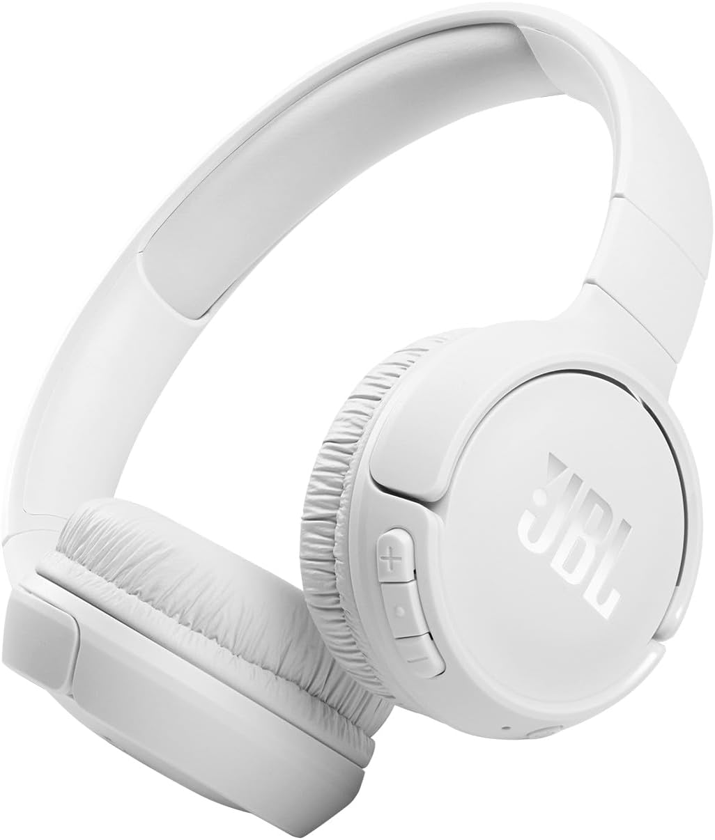 JBL Tune 510 BT Wireless On-Ear Headphones with Bluetooth 5.0 and Speed Charge, Up to 40 Hours Battery Life, White