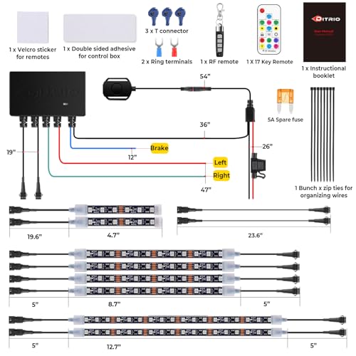 Image of 8PCS Motorcycle Led Underglow Kit with Brake Turn Signal, Motorcycle RGB Lights with DITRIO APP /RF Remote Control, Dual Zone,12V Waterproof Pixelglow Effects for Motorcycles, Golf Carts,UTVs, Boats