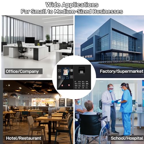 Image of KUIIYER 4 in 1 Employees Time Clocks for Small Business (Face + Fingerprint + Palm Print + PIN) Employee Clock in & Out Machine Biometric Attendance Punch Clock Recorder Tracker (No Monthly Fee)
