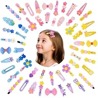 SAOROPEB 56 Pcs Hair Clips for Girls Toddler Hair Clips Cute Hair Accessories for Kids Candy Color Cartoon Design for Little Girls - Purple Blue Yellow Pink