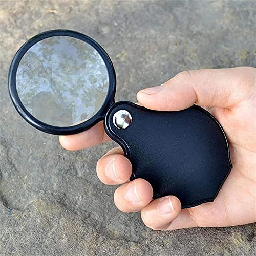 Loupe de poche 8X 50 mm HJMMWT pliable en simili cuir pour lecture