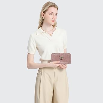 SENDEFN Wallet for Women RFID Blocking Leather Clutch Long Purse Large Capacity Credit Card Holder Wristlet