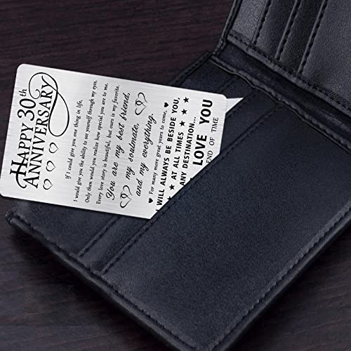Alotozo 30th Anniversary Card Gifts for Her Him Men, Happy 30 Years Wedding Anniversary Engraved Wallet Card Gift for Boyfriend Husband4